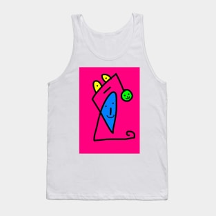 Cartoon Faces | Cute Friendly Faces in Pink Tank Top